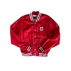 Vintage 80s Buckeye Tractor & Imp Jacket Swingster Red White Ohio Ag Heritage XL
